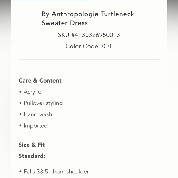 ✨ Anthropologie Turtleneck Sweater Dress Sz S - Picture 5 of 5